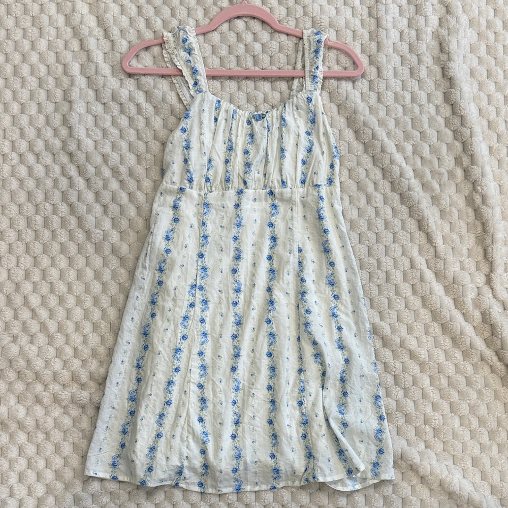 Floral Blue and White Womens Dress (M)